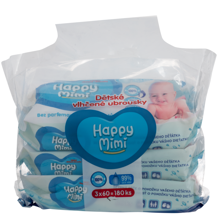 E-shop Happy Mimi Dětské vlhčené ubrousky 99% vody 180ks