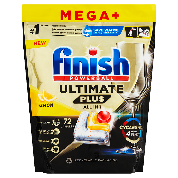 E-shop Finish Powerball Ultimate Plus All in 1 Lemon kapsle do myčky nádobí 72 ks 878,4g