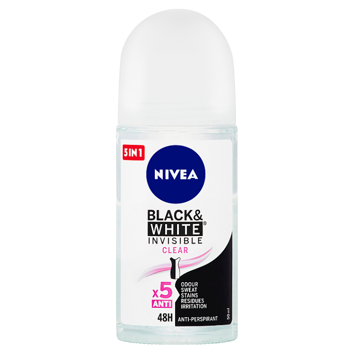 E-shop Nivea Black & White Invisible Clear Kuličkový antiperspirant 50ml