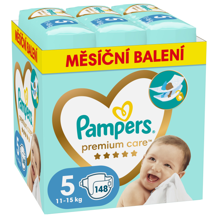 Pampers Premium Care Měsíční balení jednorázových plen vel. 5 (148 ks)