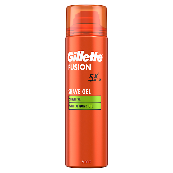 Gillette Fusion Gel Na Holení S Mandlovým Olejem, Pro Citlivou Pokožku, 200ml