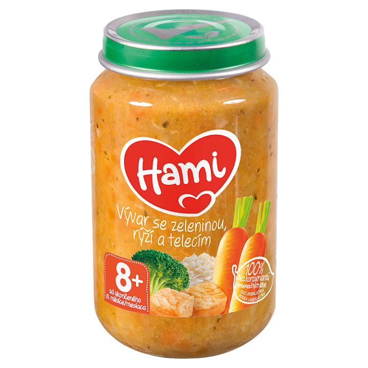 E-shop Hami masozeleninový příkrm Vývar se zeleninou, rýží a telecím 200g