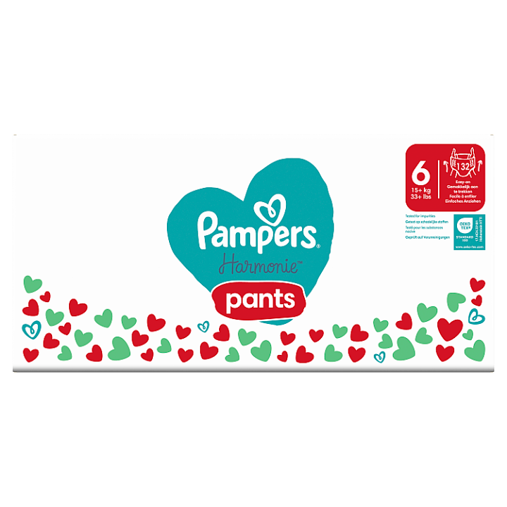 Pampers Harmonie Baby Plenkové Kalhotky Velikost 6, 132 Plenek, 15kg+