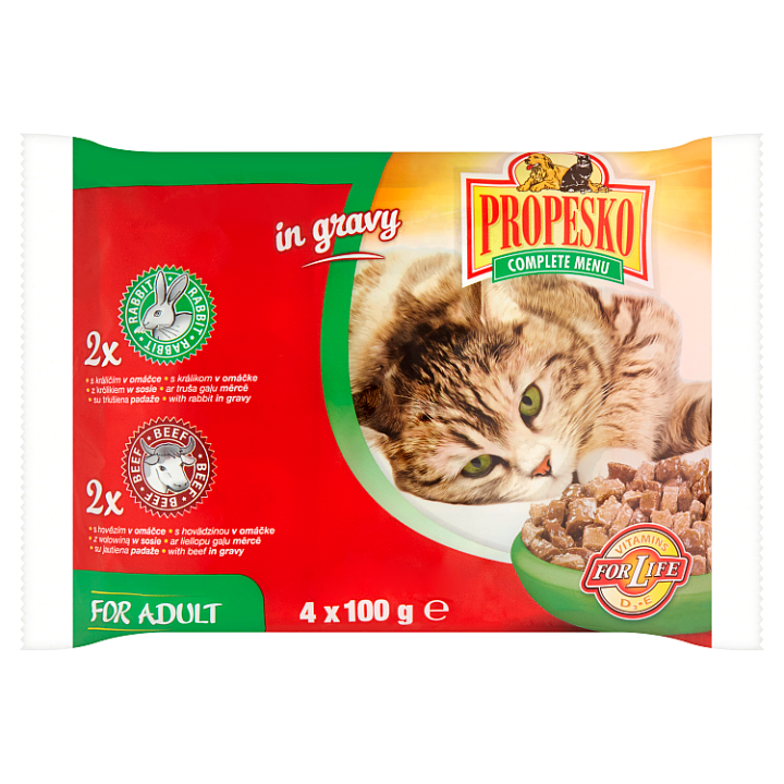 Propesko Kompletní krmivo pro dospělé kočky 4 x 100g
