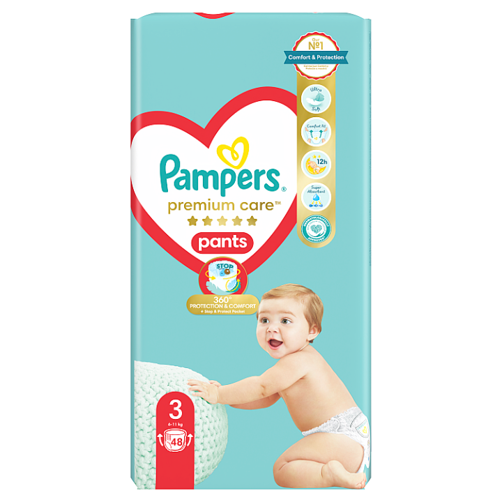 Plenkové Kalhotky Pampers Premium Care Velikost 3, 48, Kusů 6kg-11kg