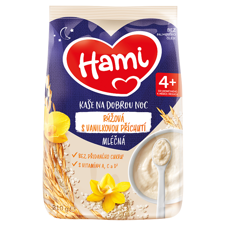 E-shop Hami mléčná kaše rýžová s vanilkovou příchutí 210g