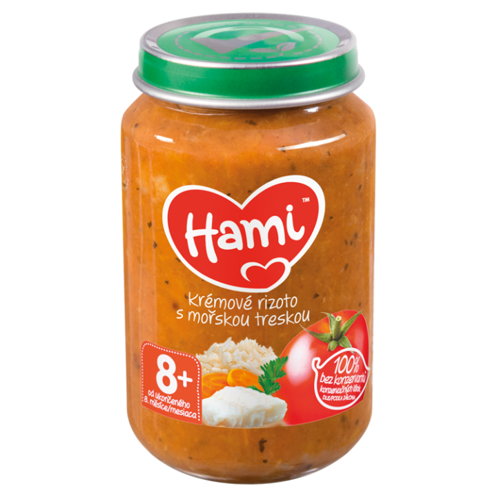 E-shop Hami masozeleninový příkrm Krémové rizoto s mořskou treskou od uk. 8. měsíce 200g