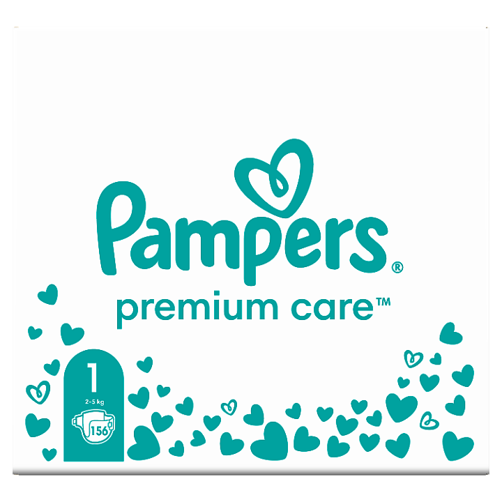 Pampers Premium Care Velikost 1, 156 Plenek, 2kg-5kg