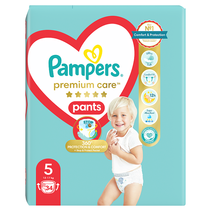 E-shop Plenkové Kalhotky Pampers Premium Care Velikost 5, 34, Kusů 9kg-17kg